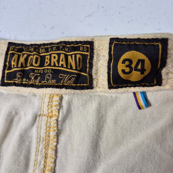 Akoo Brand Yellow White Mottled Camo Splatter Jeans Joggers Men's Pants 34 x 30 - Picture 2 of 2